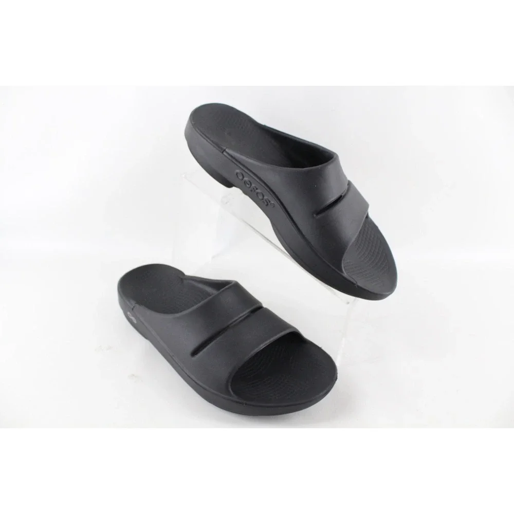 OOFOS OOahh Recovery Slides‎ Mens 8 Womens 10 Black Sandals Slip On Shoes